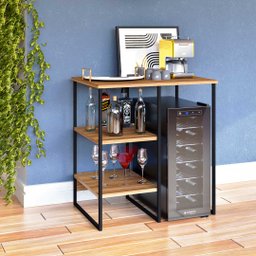 Aparador Estilo Industrial com Prateleiras para Adegas Pequenas - 1