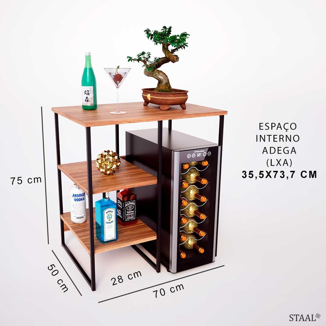 Aparador Estilo Industrial com Prateleiras para Adegas Pequenas - 3