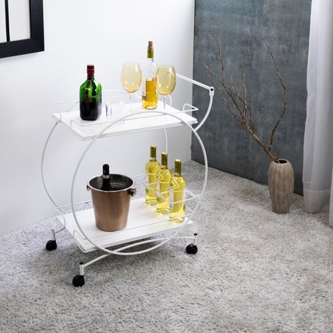 Carrinho de Bebidas Decorativo Vintage Branco/Fosco