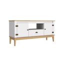 Ver imagem 2 de Rack Tv até 60 Polegadas 135cm C/ 2 Portas 1 Gaveta e Nicho Cor:mel Branco