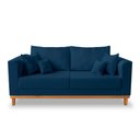 Ver imagem 3 de Kit Sofá 3 Lugares e 2 Poltronas Beny Viena para Recepção Linho Azul - Madeira Prima Deccor