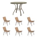 Ver imagem 1 de Conjunto Mesa Prime em Alumínio Ripado 1,00m com 6 Cadeiras Corda Náutica Bege