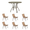 Ver imagem 1 de Conjunto Mesa Prime em Alumínio Ripado 1,00m com 6 Cadeiras Corda Náutica Bege