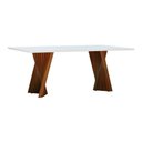Ver imagem 1 de Mesa de Jantar Gus 180x100cm Tampo Mdf Laqueado com Vidro - Amêndoa Off White
