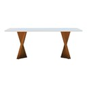 Ver imagem 3 de Mesa de Jantar Gus 180x100cm Tampo Mdf Laqueado com Vidro - Amêndoa Off White