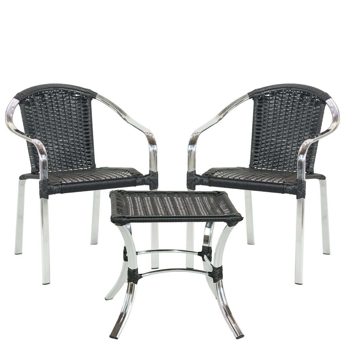 Jogo 2 Cadeiras + Mesa de alumínio Tóquio área interna e externa, piscina, sacada, fibra sintética - - 1