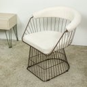 Ver imagem 3 de Cadeira para Sala de Estar Wp Decorativa Marrom/Aço Corten/Areia