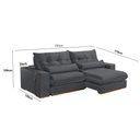 Ver imagem 6 de Sofá com Chaise B010 3 Lugares Retrátil e Reclinável 250cm Cinza Escuro Veludo
