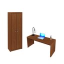 Ver imagem 1 de Escritório com Mesa para Computador Simples Gavetas e Armário 2 Portas Amendoa - Fdecor