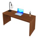Ver imagem 3 de Escritório com Mesa para Computador Simples Gavetas e Armário 2 Portas Amendoa - Fdecor