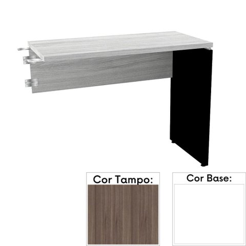 Mesa de Escritório Complemento 90x45cm Pé Painel Pe25 em MDP Cor Walnut e Base Branca