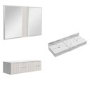 Ver imagem 2 de Conjunto para Banheiro Bancada em Porcelanato para Cuba de Apoio, Armário e Espelho Ripy 120cm