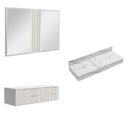 Ver imagem 2 de Conjunto para Banheiro Bancada em Porcelanato para Cuba de Apoio, Armário e Espelho Ripy 120cm Yesca