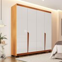 Ver imagem 1 de Roupeiro Solteiro Porto 4 Portas 4 Gavetas 161x214cm Freijó/Branco 240824