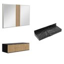 Ver imagem 2 de Conjunto para Banheiro Bancada em Porcelanato para Cuba de Apoio, Armário e Espelho Ripy 120cm Yesca