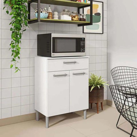 Balcão Diamante 02 Portas 01 Gaveta Branco