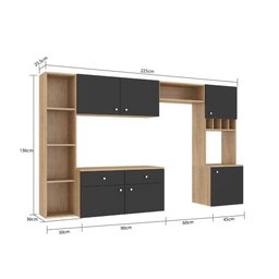 Cozinha Suspensa Itapua com 6 Portas - Carvalho/Grafite - 4