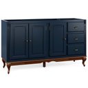 Ver imagem 1 de Balcão para Pia 3 Portas 3 Gavetas Hanover Pés Luis Xv 160 cm - Azul Petróleo- Imbuia Glazer