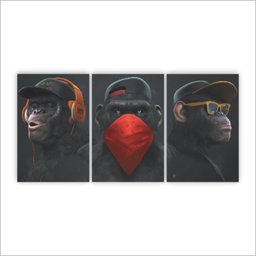 Quadros Decorativos Gangue Dos Macacos Divertidos 3 x4adesivos quadro decorativo gangue dos macacos  - 1