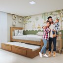 Ver mais imagens de Bicama Solteiro Infantil com 2 Gavetas Athenas Kids Marrom Amêndoa Clean/Off White