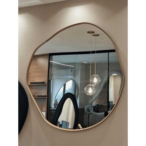 Espelho Varadero - Linha Metal - - Champanhe - 150x150 - com LED