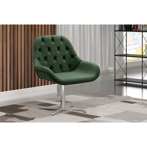Poltrona Giratória de Metal Cadeira Decorativa Sala, Escritório, Recepção Lua Verde