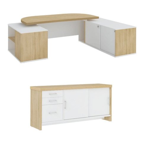 Conjunto Escritório: Mesa Presidente 6215 + Balcão 6206