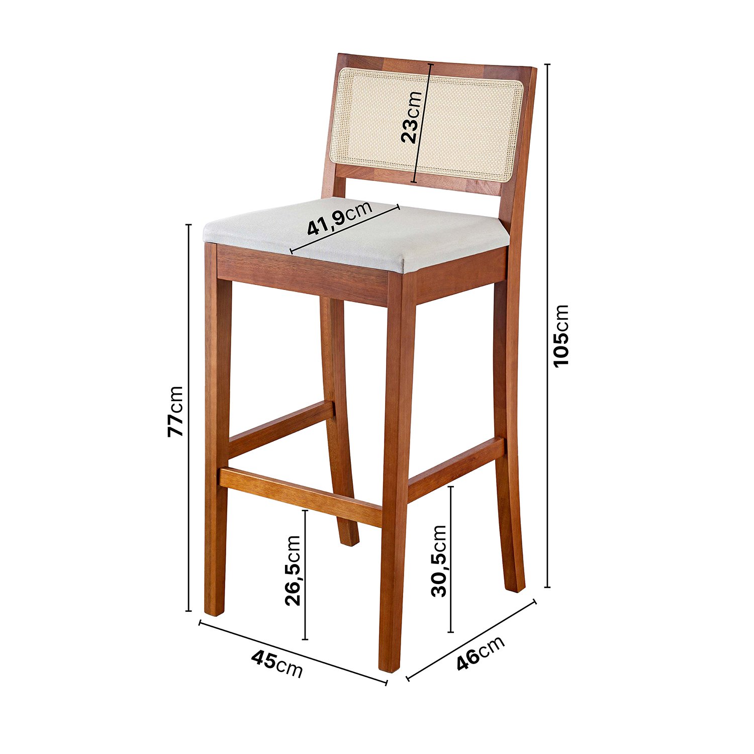 Kit 2 Banquetas com Encosto e Apoio para Pés Tiê Cabecasa Madeiramadeira - 3