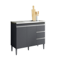 Ver imagem 2 de Balcão de Cozinha para Pia 100cm 2 Portas 3 Gavetas com Tampo Andréia MDP Cinza Fosco Multiuso
