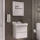 Ver imagem 1 de Conjunto para Banheiro Lavatório em Porcelanato com Cuba Esculpida, Gabinete e Espelheira Ripy 60cm