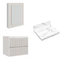 Ver imagem 2 de Conjunto para Banheiro Lavatório em Porcelanato com Cuba Esculpida, Gabinete e Espelheira Ripy 60cm