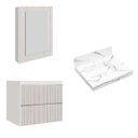 Ver imagem 2 de Conjunto para Banheiro Lavatório em Porcelanato com Cuba Esculpida, Gabinete e Espelheira Ripy 60cm