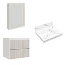 Ver imagem 2 de Conjunto para Banheiro Lavatório em Porcelanato com Cuba Esculpida, Gabinete e Espelheira Ripy 60cm