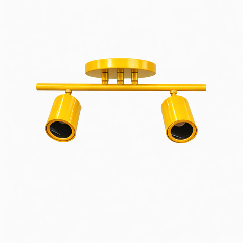 Spot Trilho Industrial Aluminio Teto 2 Luzes Gu10 Bivolt Lumini Lab - Amarelo Brilhante
