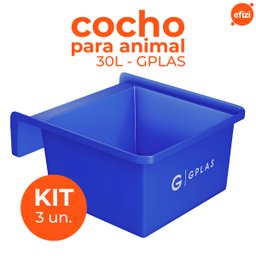 Kit 3 Cochos para Animal 30l Azul Gplas - 2