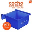 Ver imagem 2 de Kit 3 Cochos para Animal 30l Azul Gplas