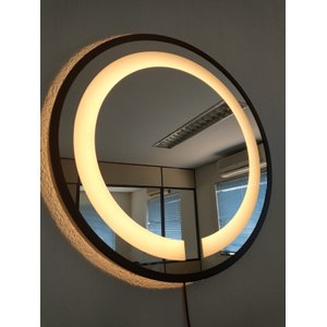Espelho Led Quente Adnet 60cm Moldura Marrom Sem Alça