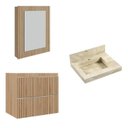 Ver imagem 2 de Conjunto para Banheiro Lavatório em Porcelanato com Cuba Esculpida, Gabinete e Espelheira Ripy 60cm