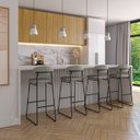 Ver imagem 3 de Banqueta Alta para Bancada Sala de Jantar Encosto e Assentos Estofados Linha Jaraguá. Cinza/Preto Fosco/Mesclado