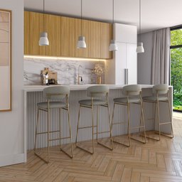 Banqueta Alta Ba 402 a para Bancada Sala de Jantar Encosto e Assentos Estofados Linha Jaraguá. - 3