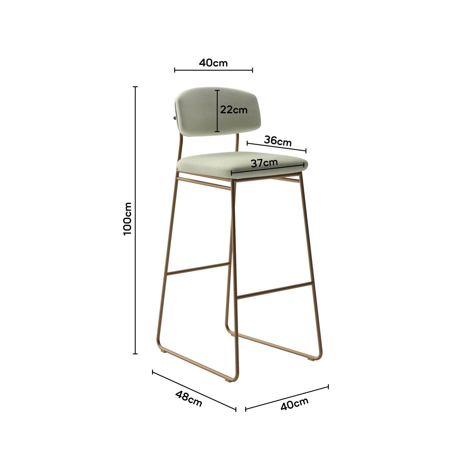 Banqueta Alta Ba 402 B para Bancada Sala de Jantar Encosto e Assentos Estofados Linha Jaraguá. - 4