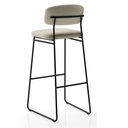 Ver imagem 2 de Banqueta Alta Ba 402 B para Bancada Sala de Jantar Encosto e Assentos Estofados Linha Jaraguá. Preto/Fosco/Cinza Claro