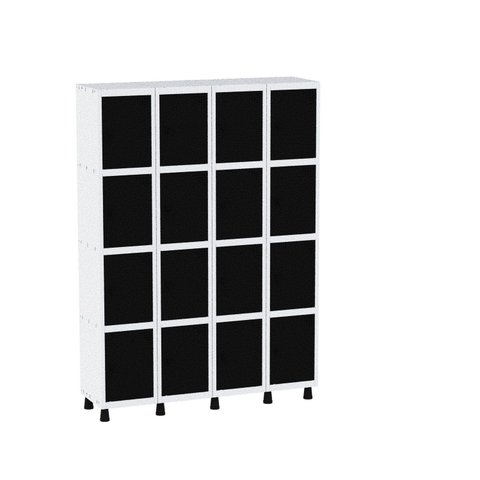 Armário Guarda Volume Locker Roupeiro 16 Portas Aço Grp 504/16 Preto/Branco