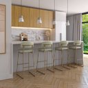Ver imagem 3 de Banqueta Alta Ba 402 C para Bancada Sala de Jantar Encosto e Assentos Estofados Linha Jaraguá. Colorido/Dourado/Cinza Claro