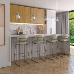 Banqueta Alta Ba 402 C para Bancada Sala de Jantar Encosto e Assentos Estofados Linha Jaraguá. - 3