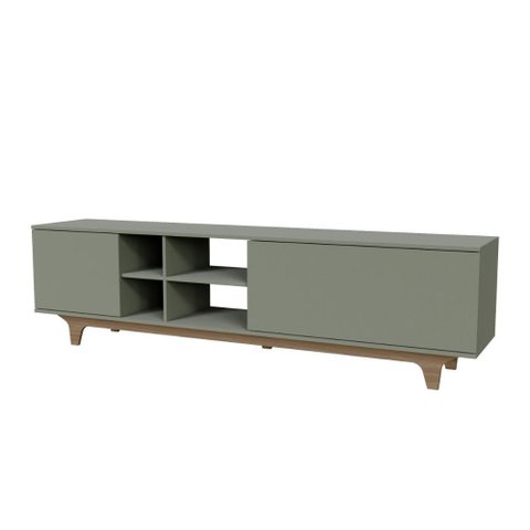 Rack para Tv até 75'' com 2 Portas e Nichos 200cm Lars - Verde