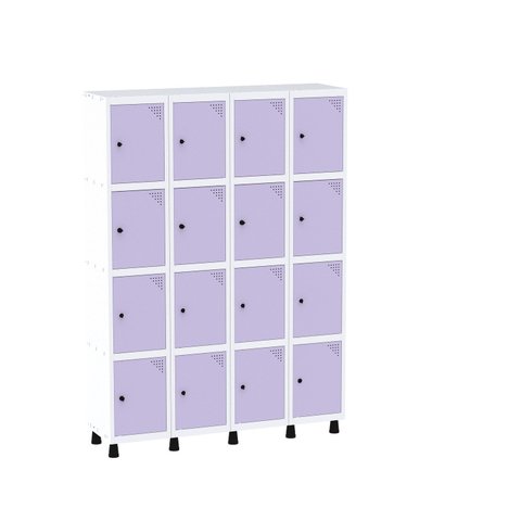 Armário Guarda Volume Locker Roupeiro 16 Portas Aço Grp 504/16 Roxo/Branco/Lilás