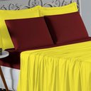 Ver imagem 3 de Jogo de Cama Casal Viúva Nobre 4 Peças Malha 100% Algodão - Amarelo / Vinho