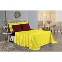 Ver imagem 4 de Jogo de Cama Casal Viúva Nobre 4 Peças Malha 100% Algodão - Amarelo / Vinho