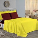 Ver imagem 1 de Jogo de Cama Casal Viúva Nobre 4 Peças Malha 100% Algodão - Amarelo / Vinho